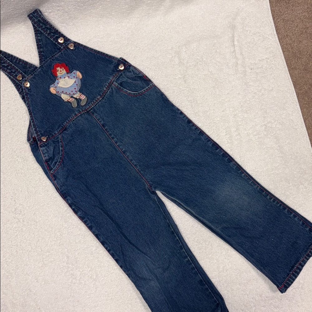 Vintage raggedy Ann doll Denim blue Jean Overalls girls 4t